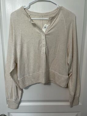 NWT aerie Oatmeal Long Sleeve Henley Pullover